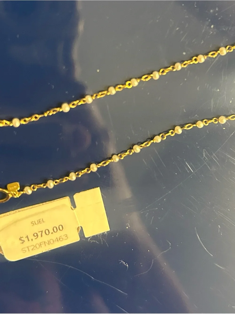 Gold Beaded Station Necklace - Classic Women’s Chain